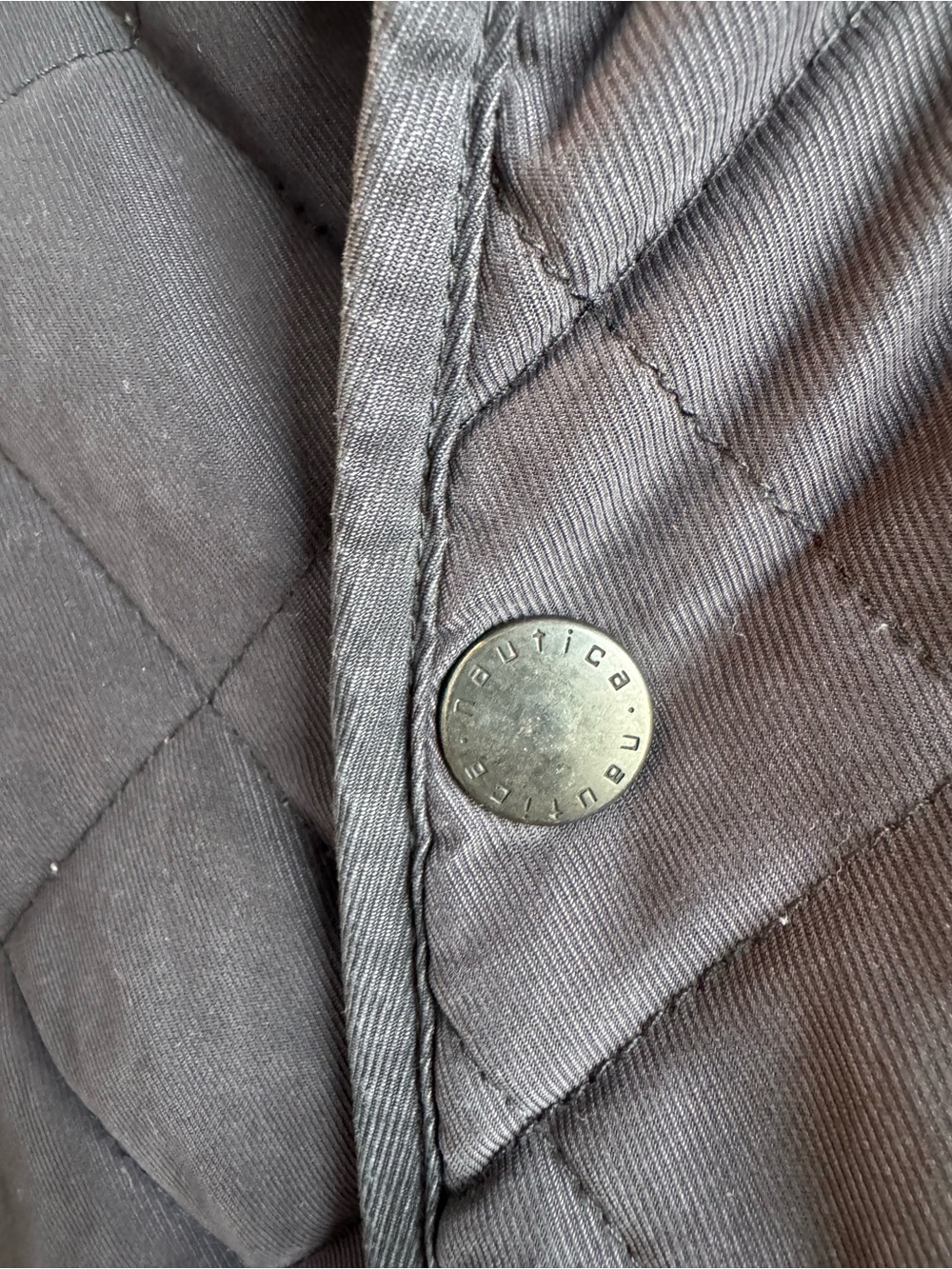 Vintage Nautica Quilted Barn Jacket Charcoal Corduroy Collar Cottage Farmer Fall - Picture 8 of 10